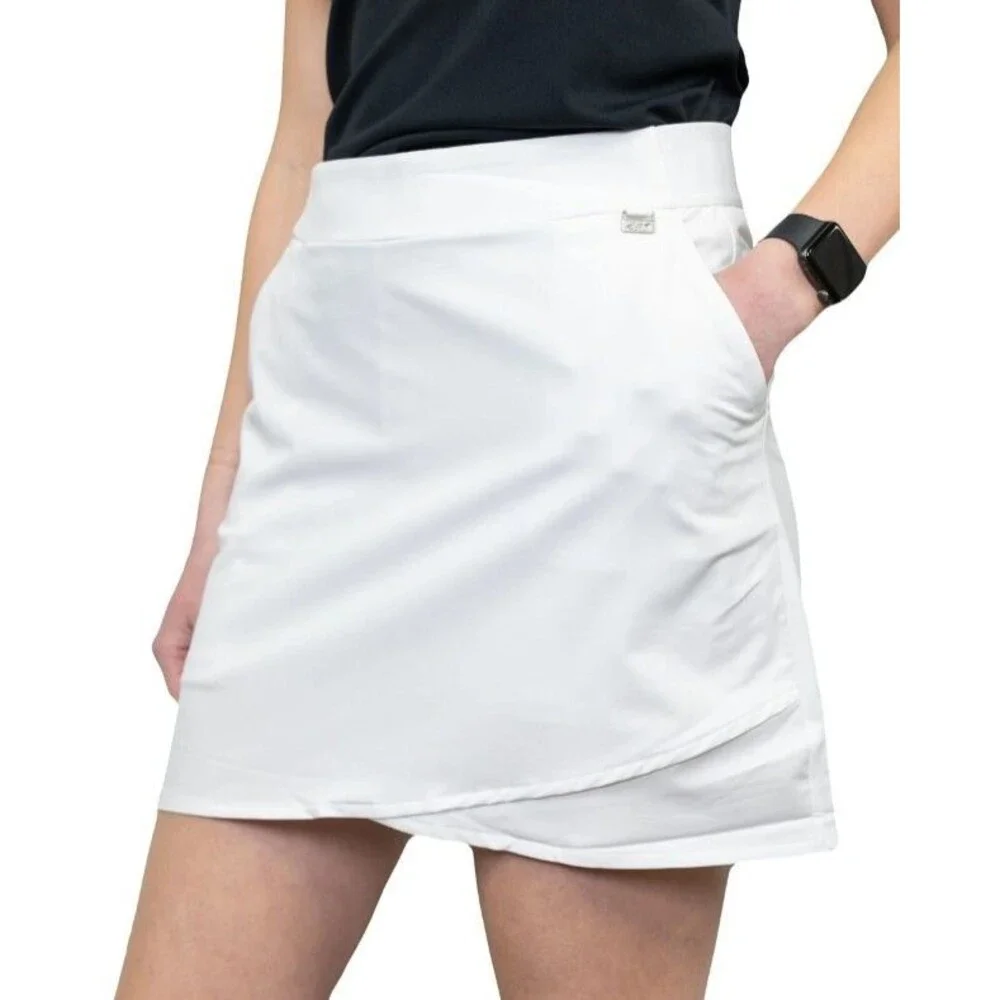 Greg Norman White Golf Skort Tennis Athletic Sz S UPF 30+ Stretch Pockets Preppy